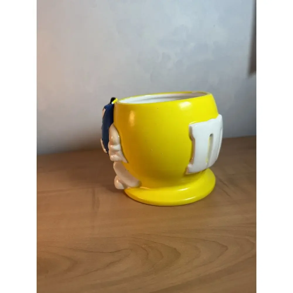 M&M Mars Candy Bowl Red & Blue Yellow Jar M&M's Ceramic 3D 4.75” Inches Tall